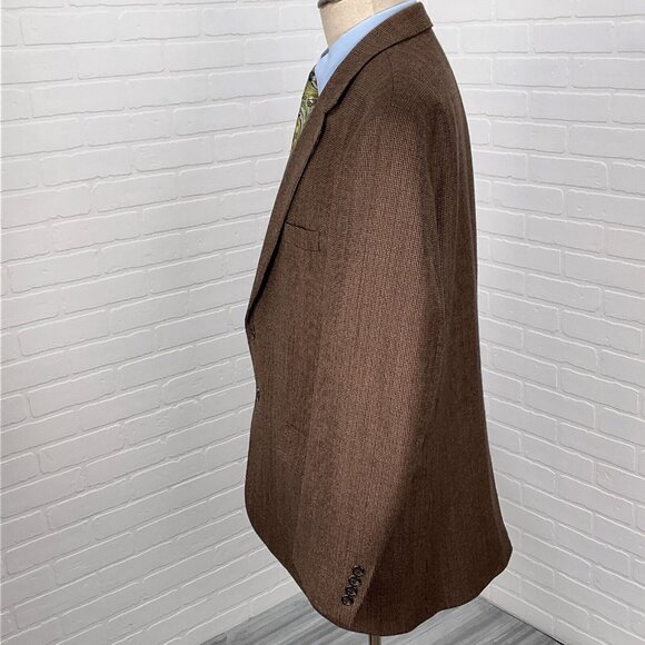 Chaps Blazer Men 46R Brown Red Houndstooth Lambswool Classic Career Jacket - Picture 3 of 15